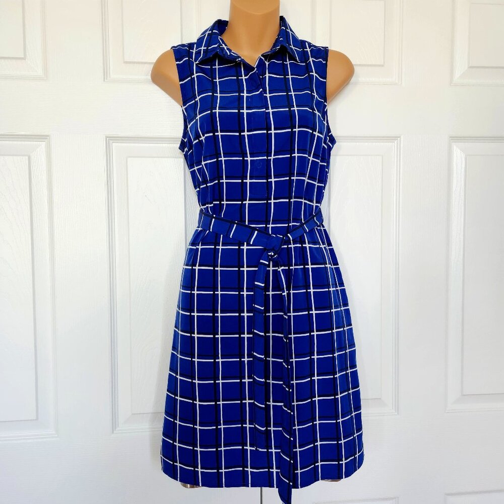 BANANA REPUBLIC FACTORY BLUE PLAID DRESS  SIZE 2